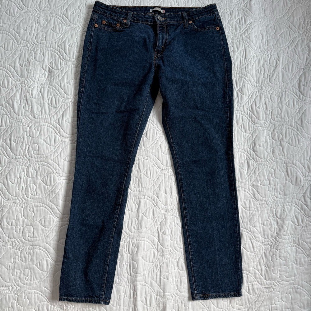 Levi's 545 Dark Blue Low Skinny Cotton Stretch Denim Jeans Women's Size 16M EUC